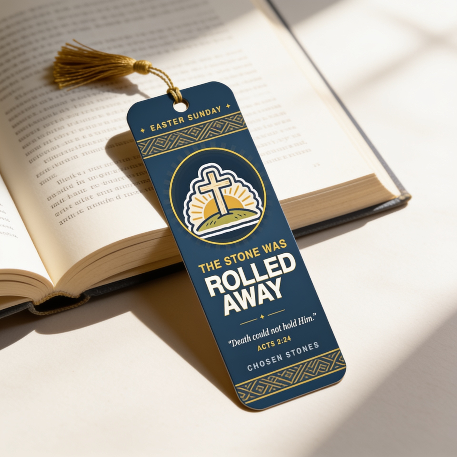 Easter Bookmark — The Stone Was Rolled Away (Dark)